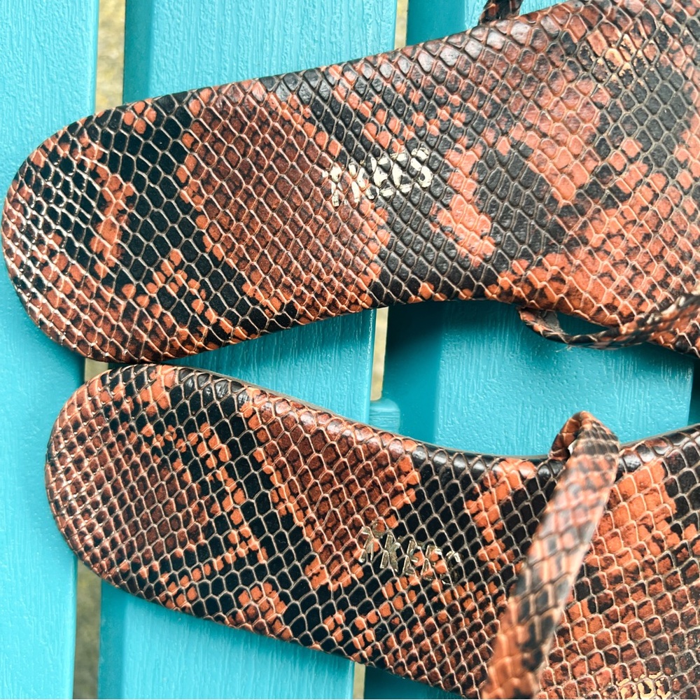 TKEES Gemma Croco Brown Double Strap Sandal Slides 8 - Picture 7 of 8